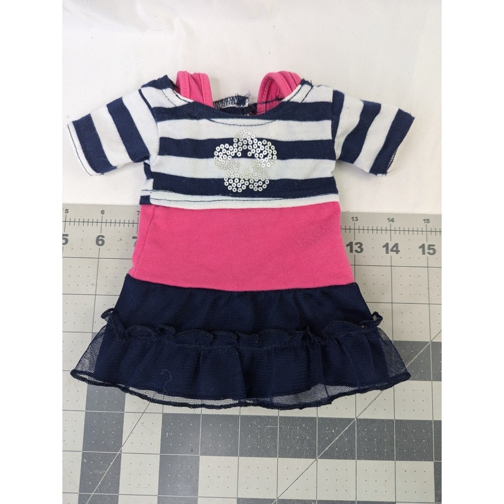 What a Doll Dress Pink‎ Blue Stripes 18 Inch